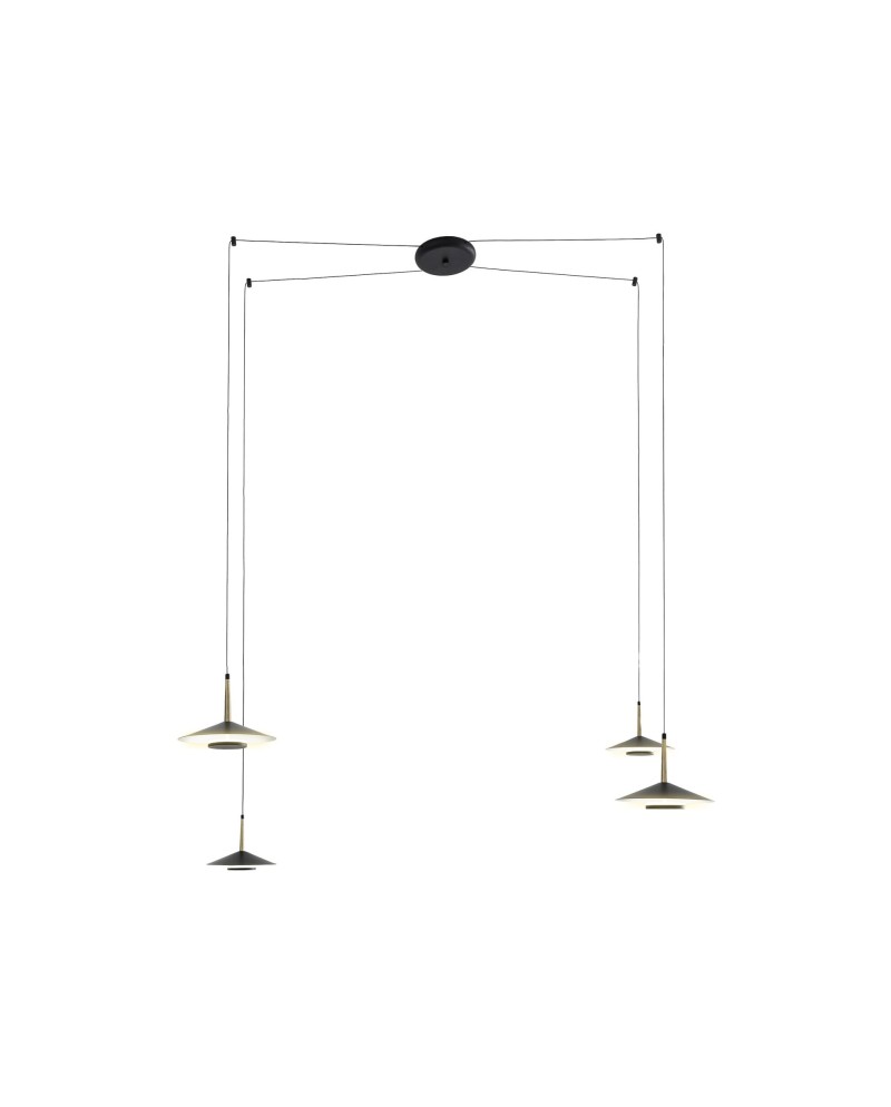 ORION * COLGANTE LED NEGRO/CUERO  4L*8W 3000K